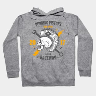 burning pistons skull classic raceway Hoodie